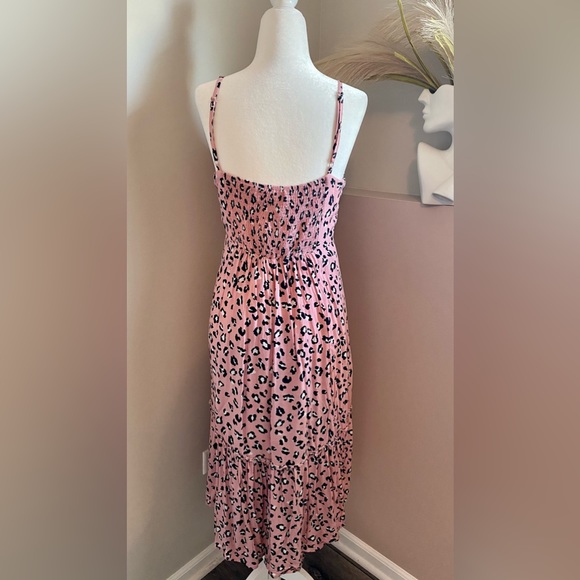 Lulus Small Pink Leopard Print Midi Dress Summer‎ Spring Fall Vacation Dress - Picture 7 of 8